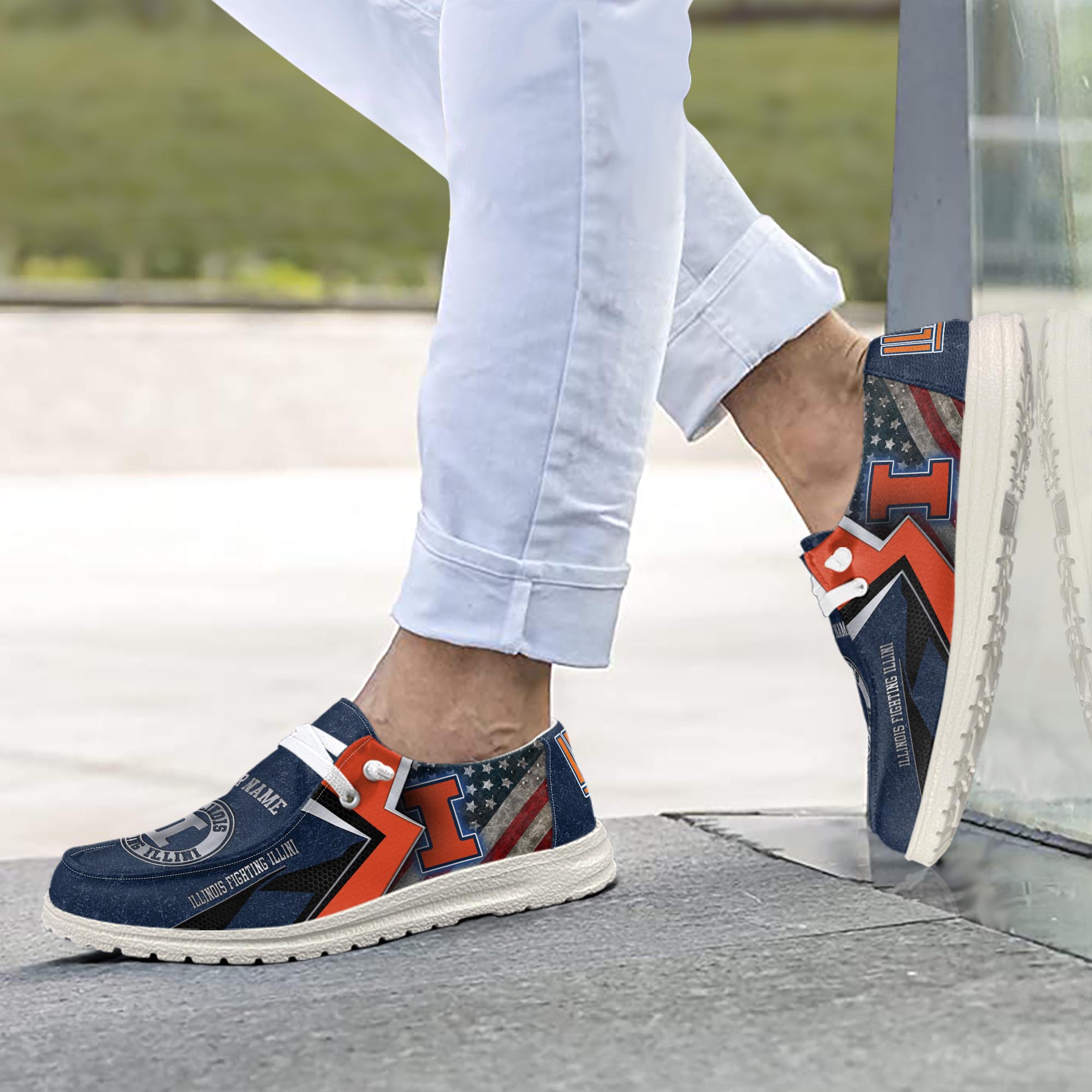 Illinois Fighting Illini personalisierte H-D-Sportschuhe – individuelles Namensdesign