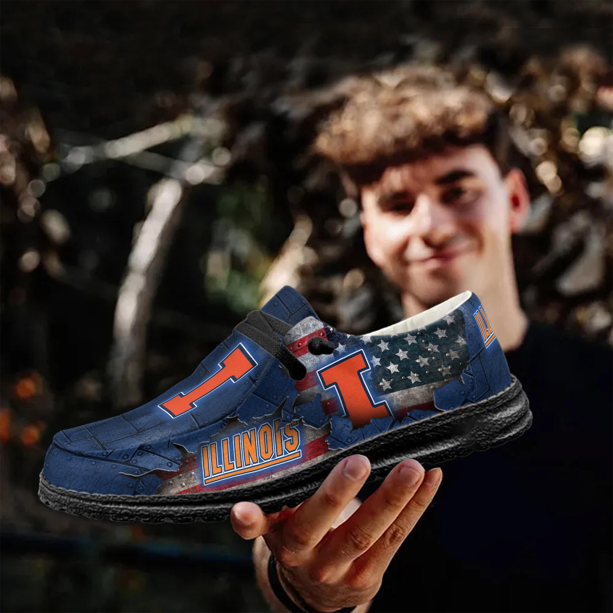 Illinois Fighting Illini personalisierte H-D-Sportschuhe – individuelles Namensdesign