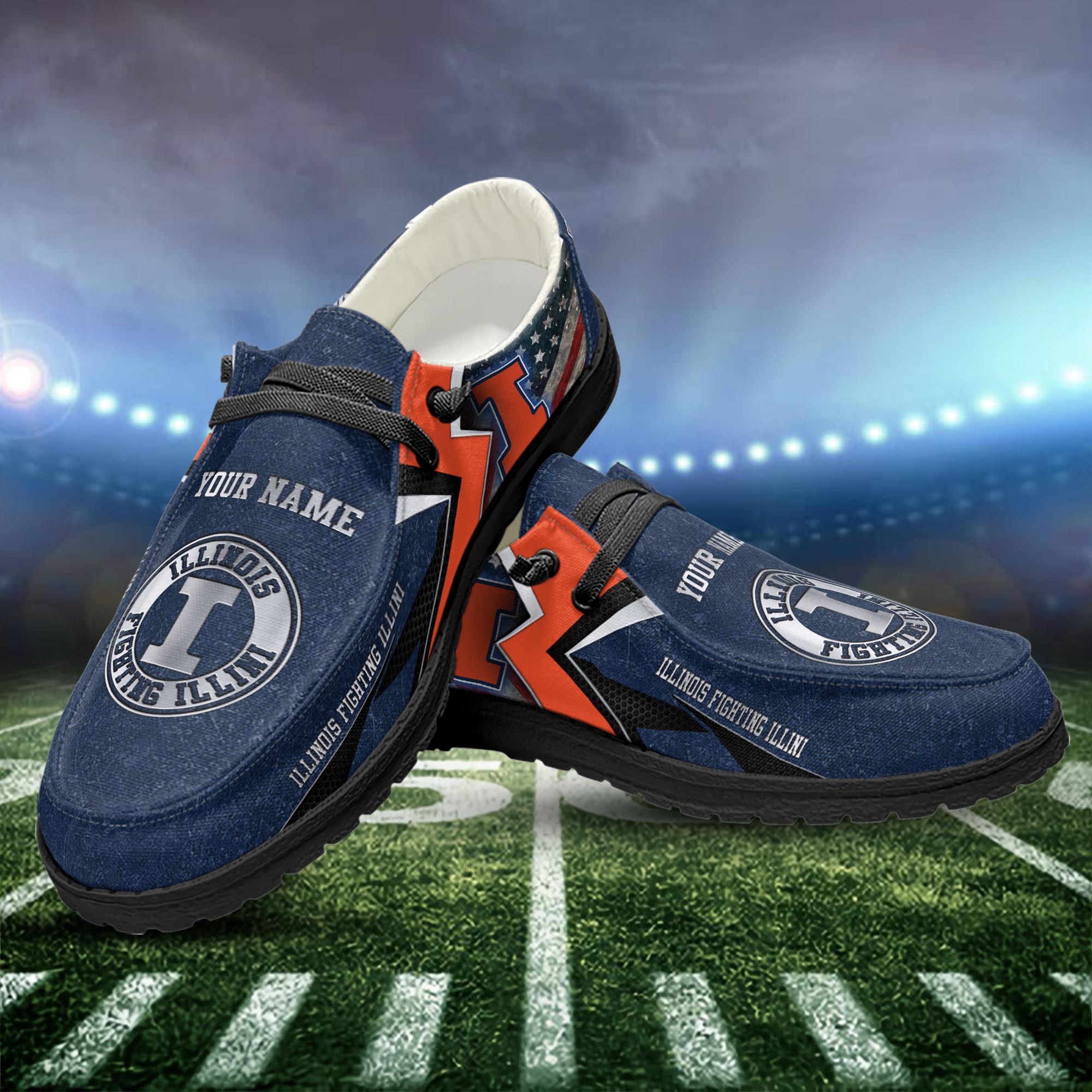 Illinois Fighting Illini personalisierte H-D-Sportschuhe – individuelles Namensdesign