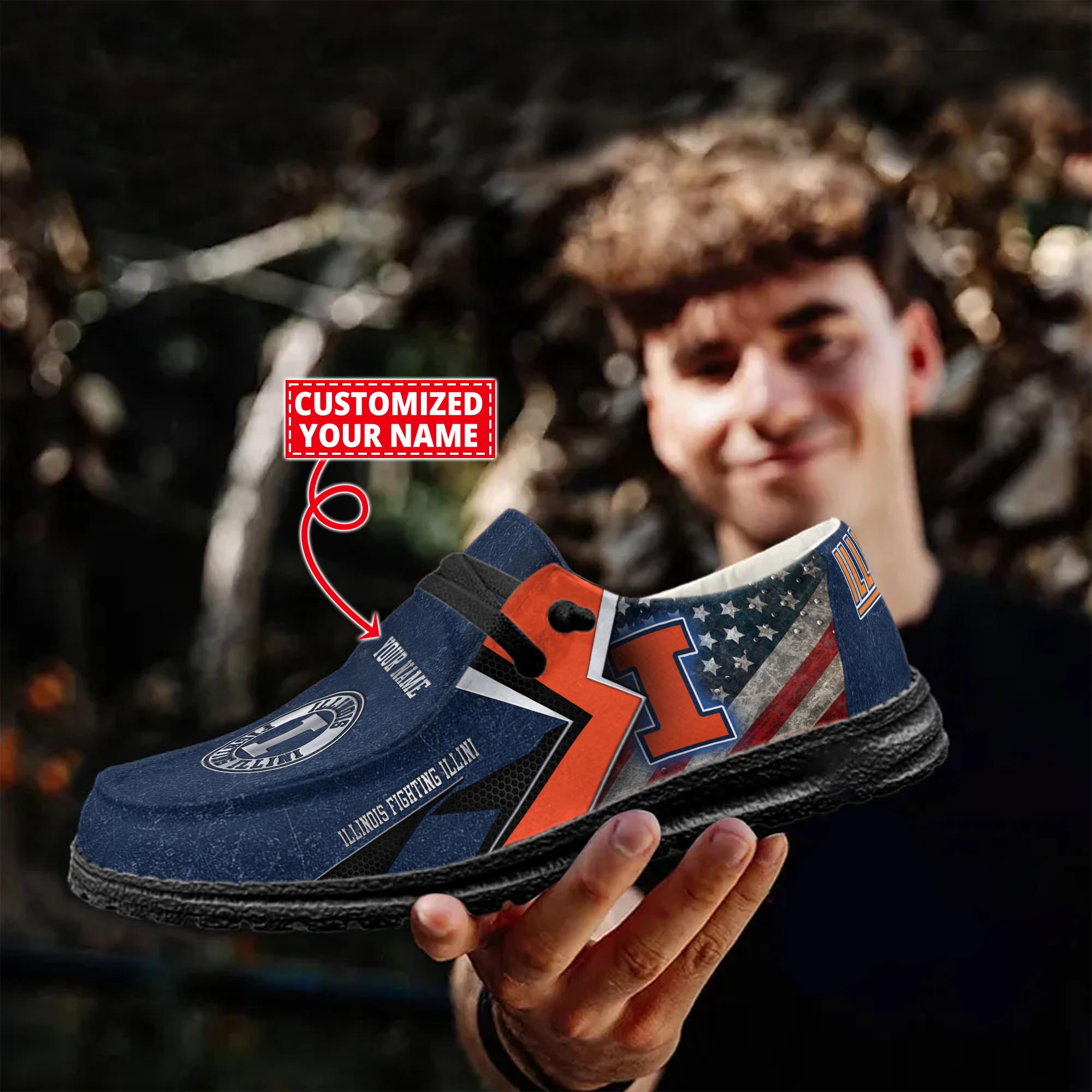 Illinois Fighting Illini personalisierte H-D-Sportschuhe – individuelles Namensdesign