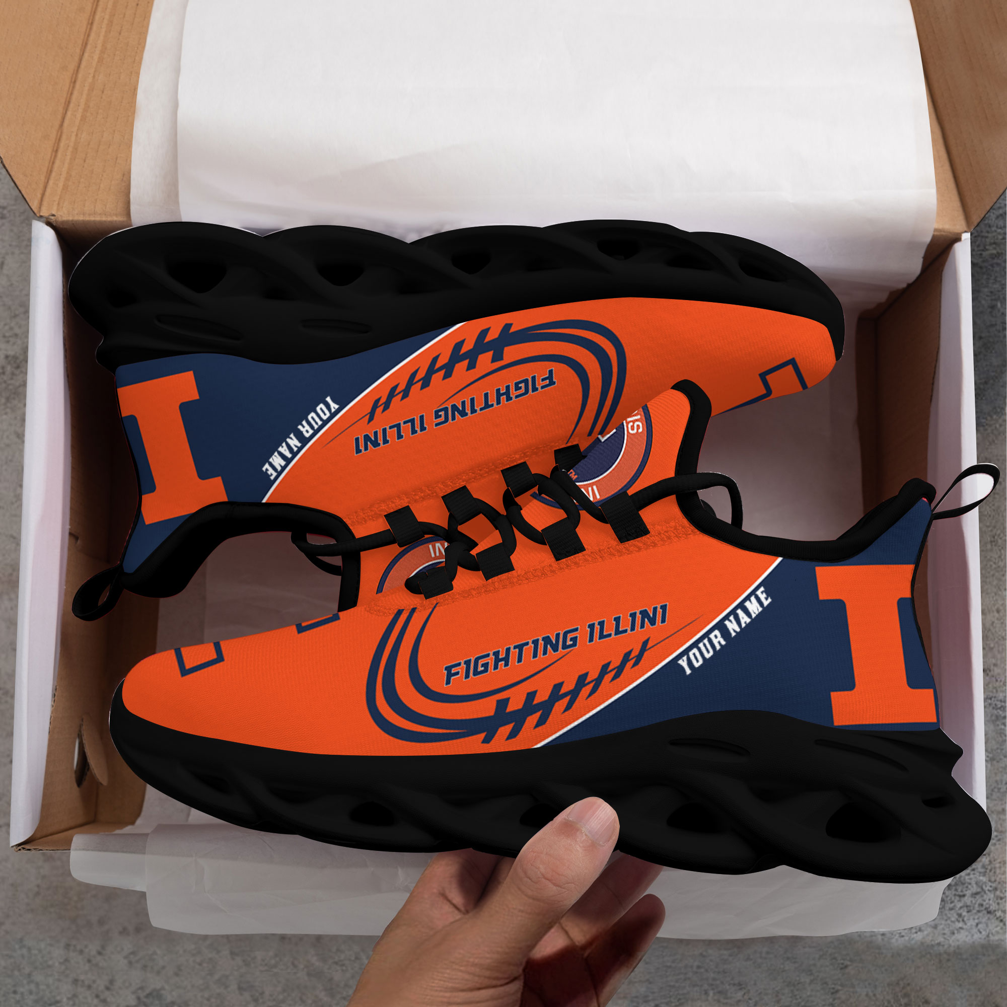 Individueller Name Illinois Fighting Illini personalisierte Max-Schuhe DS006