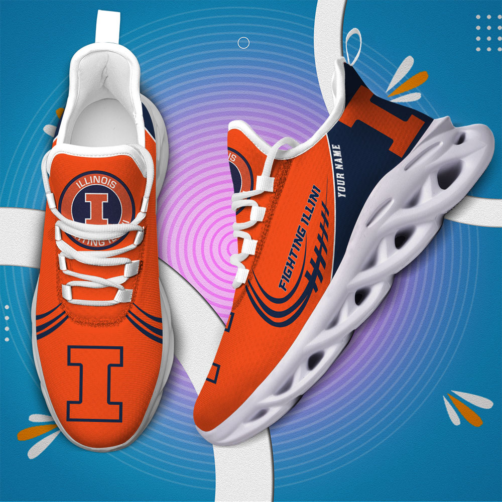 Individueller Name Illinois Fighting Illini personalisierte Max-Schuhe DS006