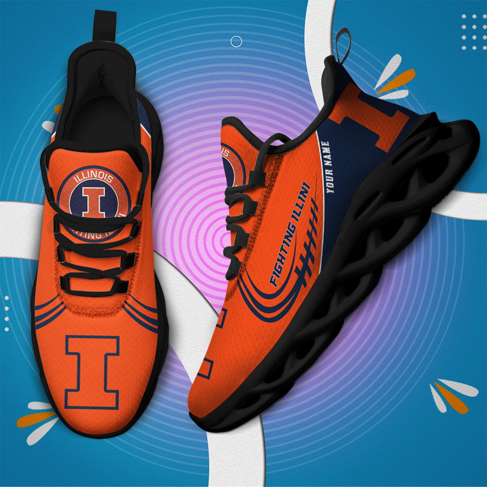 Individueller Name Illinois Fighting Illini personalisierte Max-Schuhe DS006