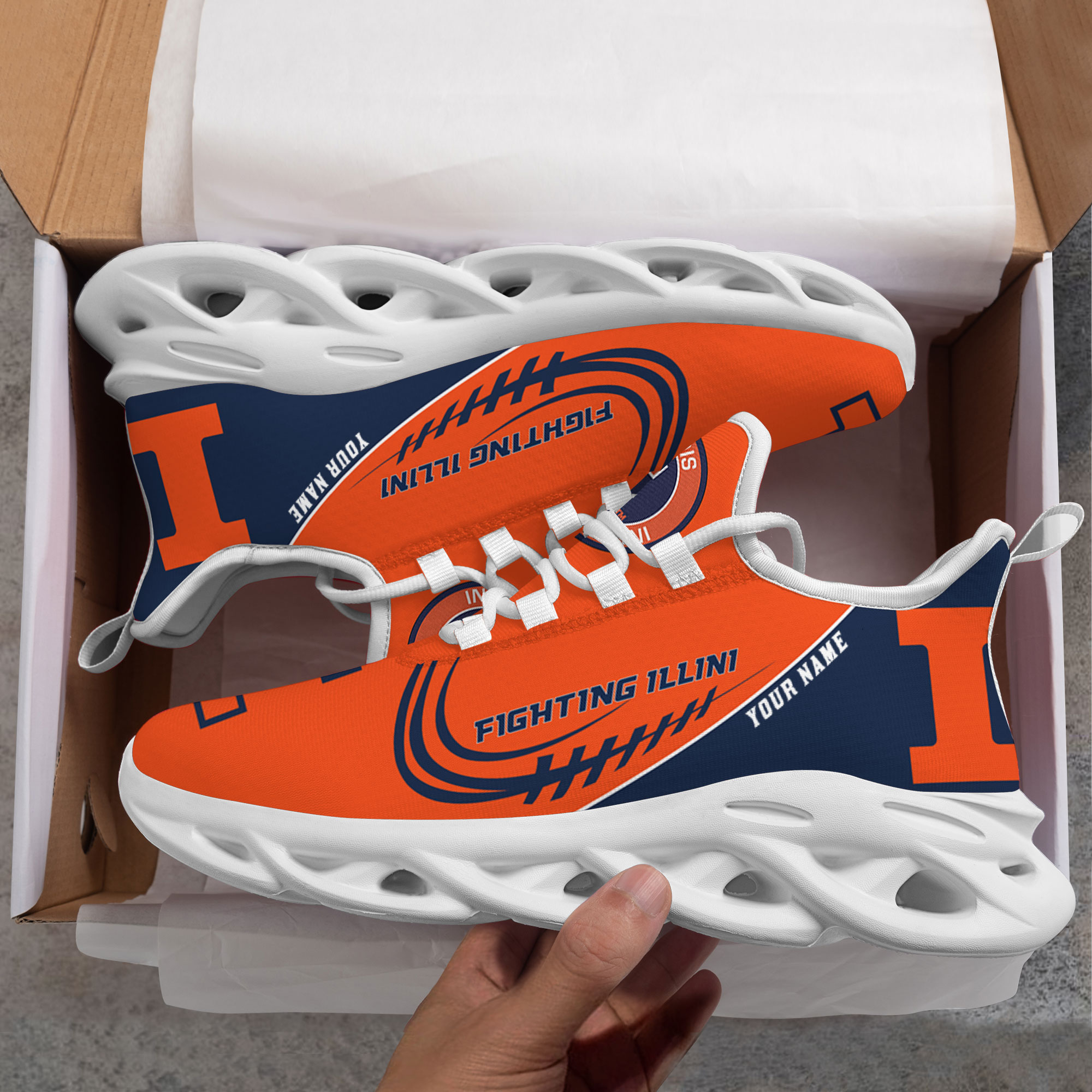 Individueller Name Illinois Fighting Illini personalisierte Max-Schuhe DS006
