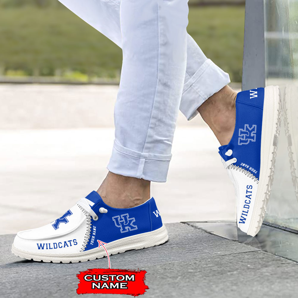Kentucky Wildcats NCAA personalisierte Hey Dude-Sportschuhe – individuelles Namensdesign, perfektes Geschenk für Fans