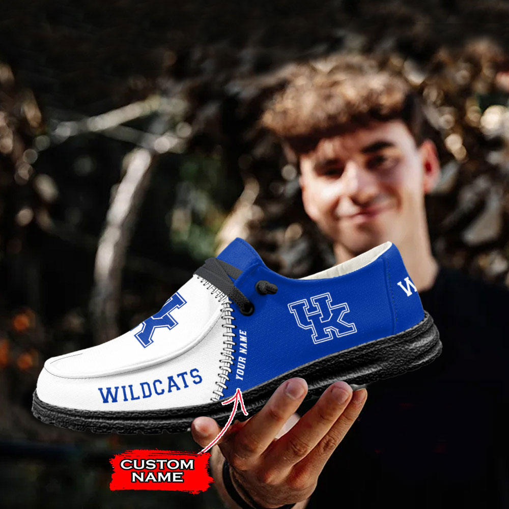 Kentucky Wildcats NCAA personalisierte Hey Dude-Sportschuhe – individuelles Namensdesign, perfektes Geschenk für Fans