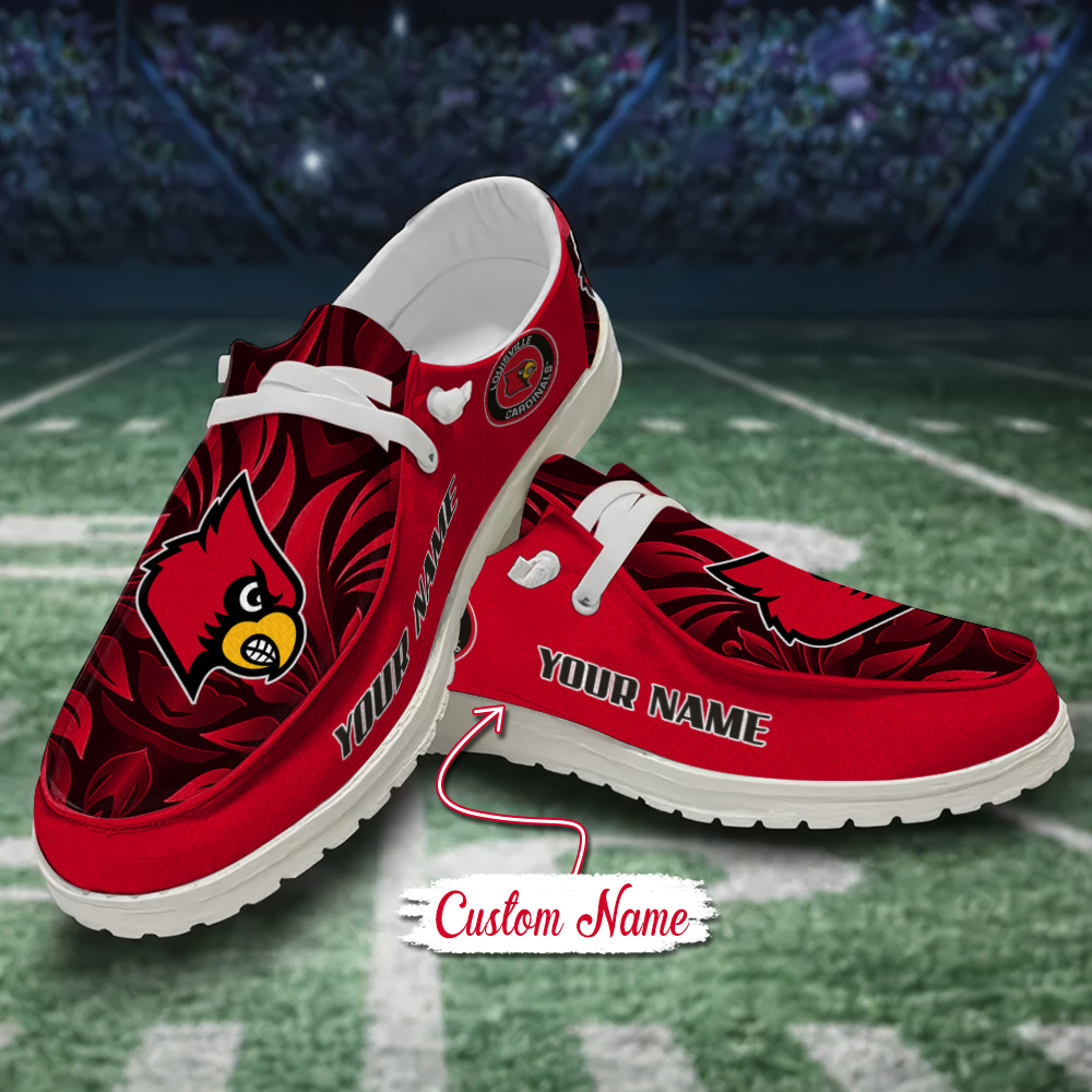 Louisville Cardinals NCAA personalisierte Hey Dude-Sportschuhe – individuelles Namensdesign, perfektes Geschenk für Fans