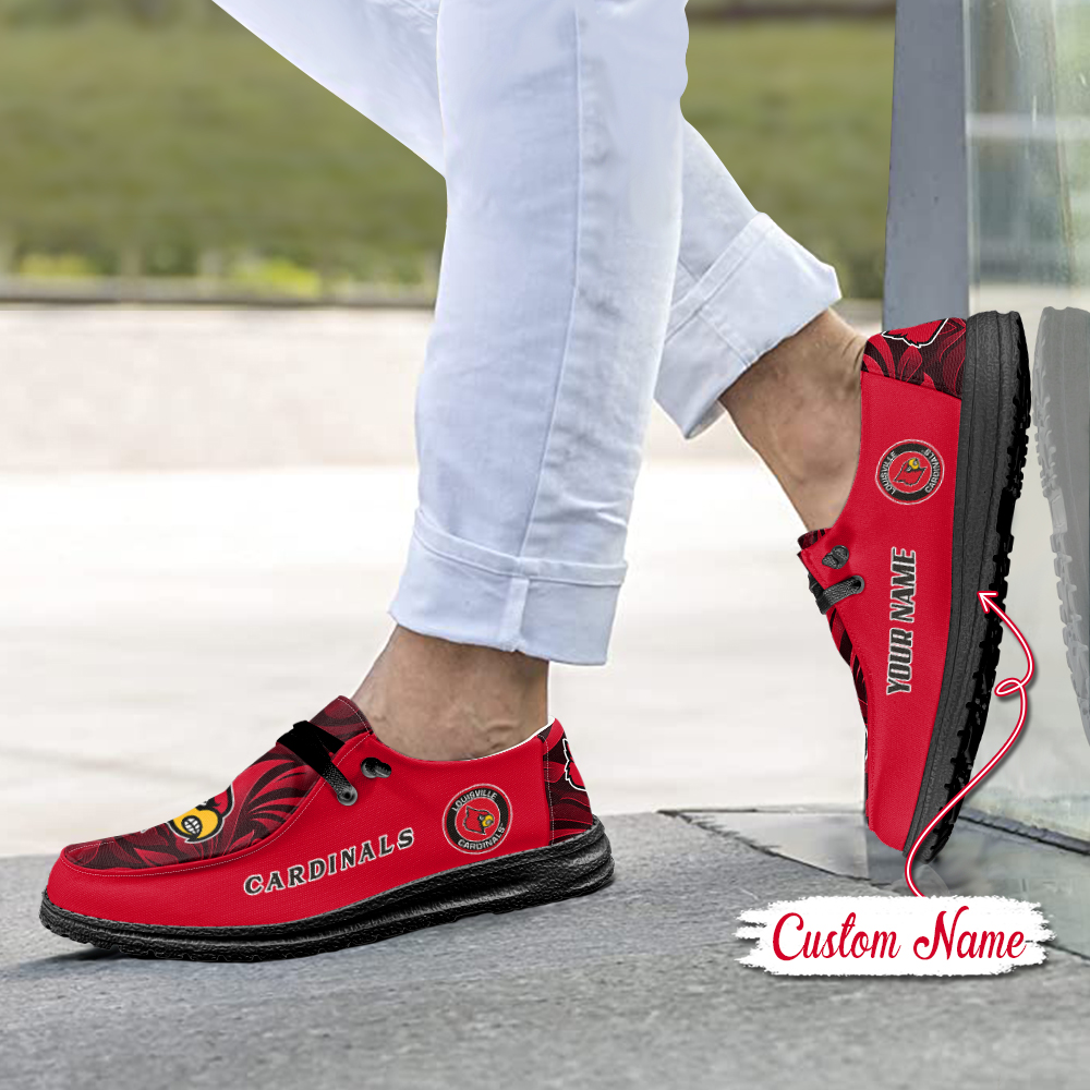 Louisville Cardinals NCAA personalisierte Hey Dude-Sportschuhe – individuelles Namensdesign, perfektes Geschenk für Fans