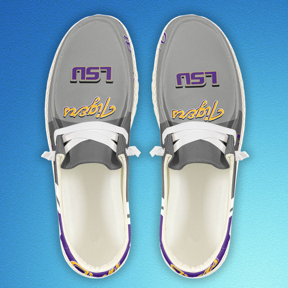 LSU Tigers personalisierte Hey Dude Sportschuhe – individuelles Namensdesign, perfektes Geschenk für Fans