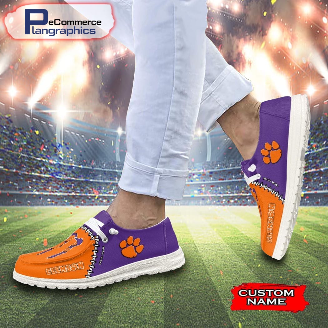Maßgeschneiderte Fußballmannschaft der Clemson Tigers und Monster Paws H-D-Schuhe