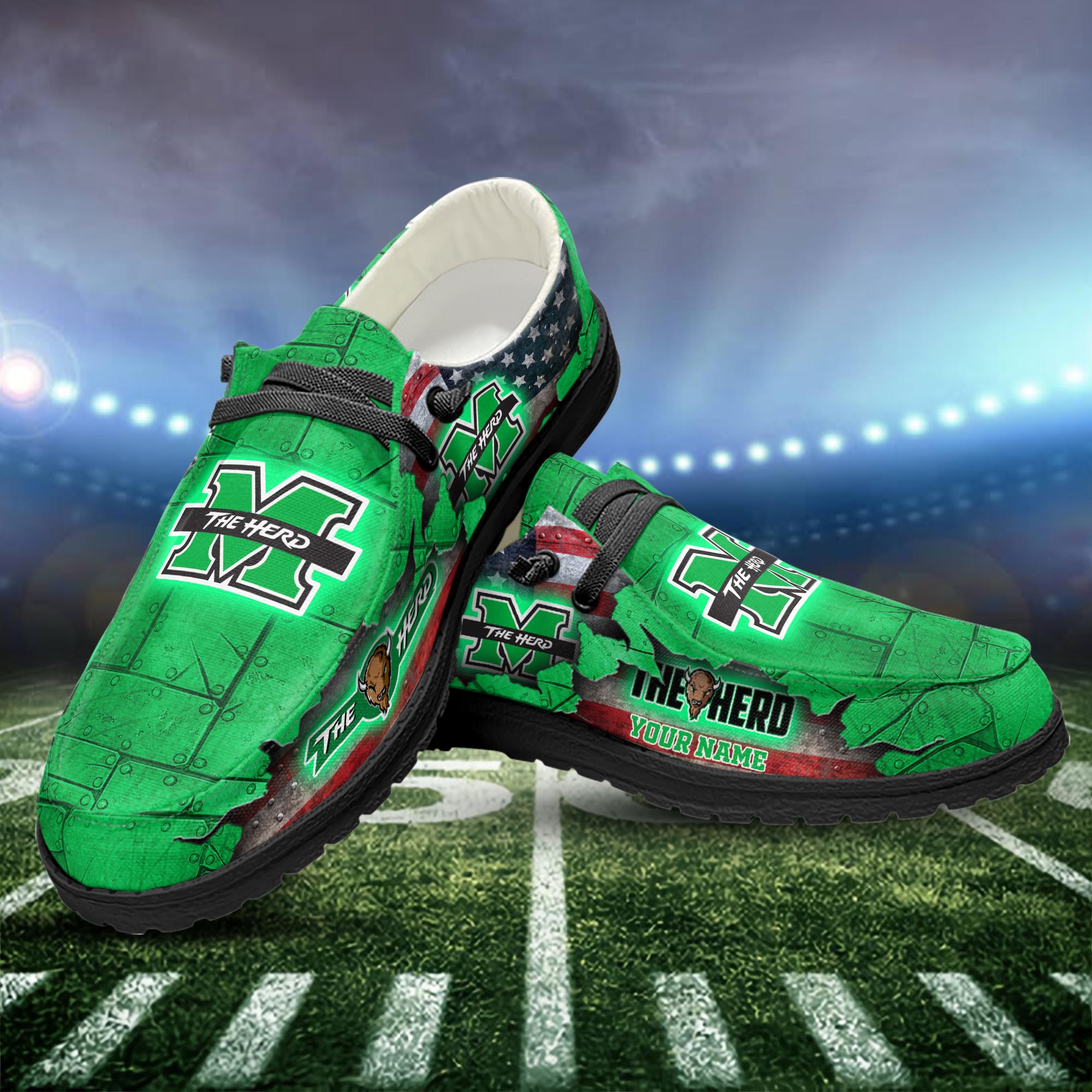 Marshall Thundering Herd personalisierte H-D-Sportschuhe – individuelles Namensdesign