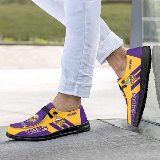 Minnesota Vikings NFL personalisierte Hey Dude Sportschuhe – individuelles Namensdesign, perfektes Geschenk für Fans