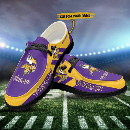 Minnesota Vikings NFL personalisierte Hey Dude Sportschuhe – individuelles Namensdesign, perfektes Geschenk für Fans