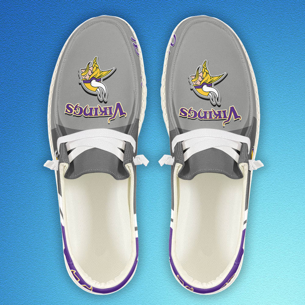 Minnesota Vikings personalisierte Hey Dude Sportschuhe – individuelles Namensdesign, perfektes Geschenk für Fans