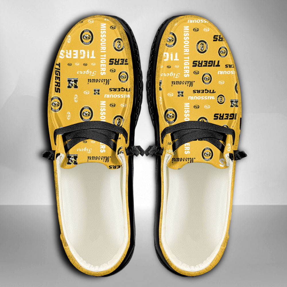 Missouri Tigers NCAA personalisierte Hey Dude Sportschuhe – individuelles Namensdesign, perfektes Geschenk für Fans
