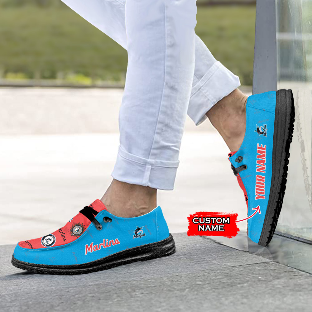 MLB Miami Marlins H-D Shoes Wally Herren-Slipper zum Schnüren für Männer und Frauen