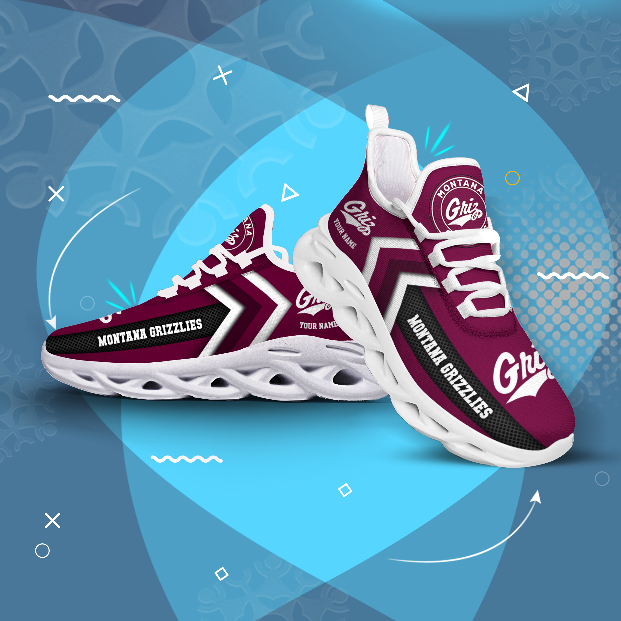 Montana Grizzlies personalisierter individueller Name MAX SHOES DS003