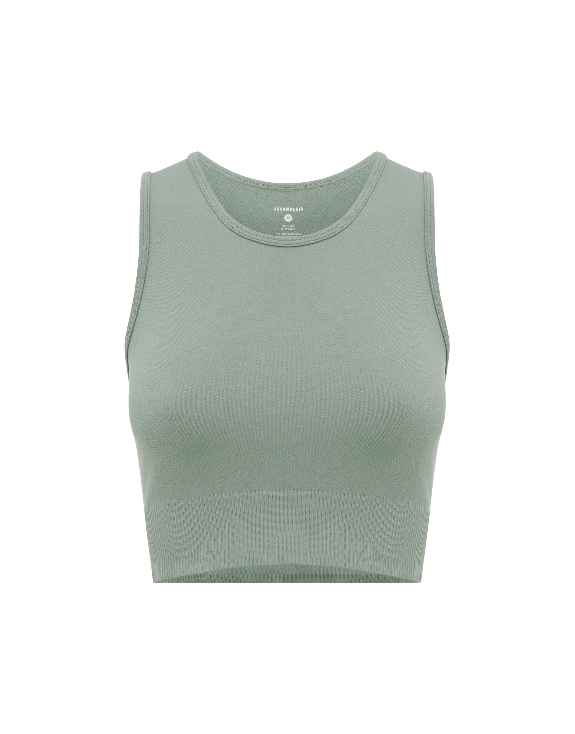 Nahtloses, kurz geschnittenes Unterhemd für das Fitnessstudio, Sport, Workout – Blau – JWFancy