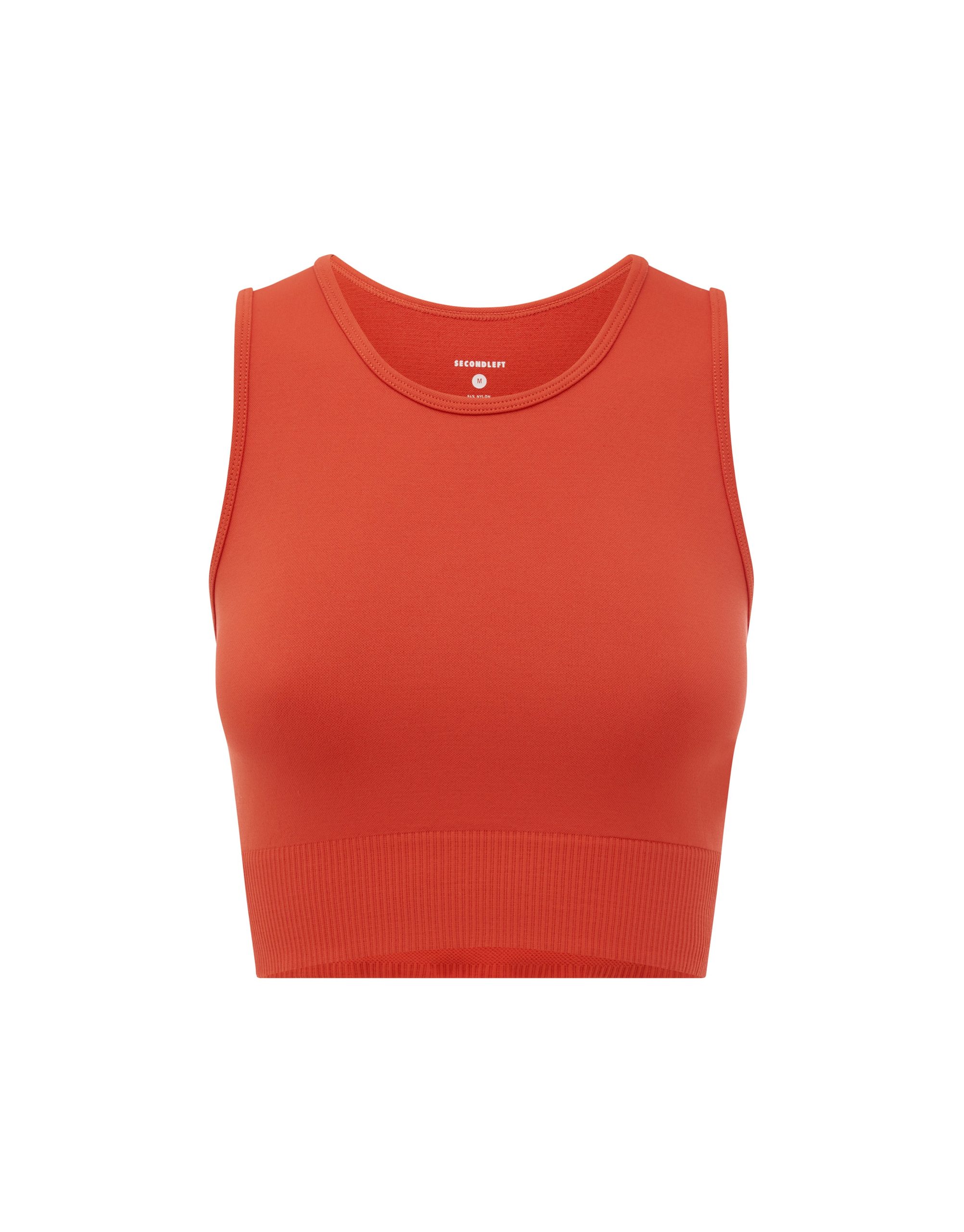 Nahtloses, kurz geschnittenes Unterhemd für das Fitnessstudio, Sport, Workout – Rot – JWFancy