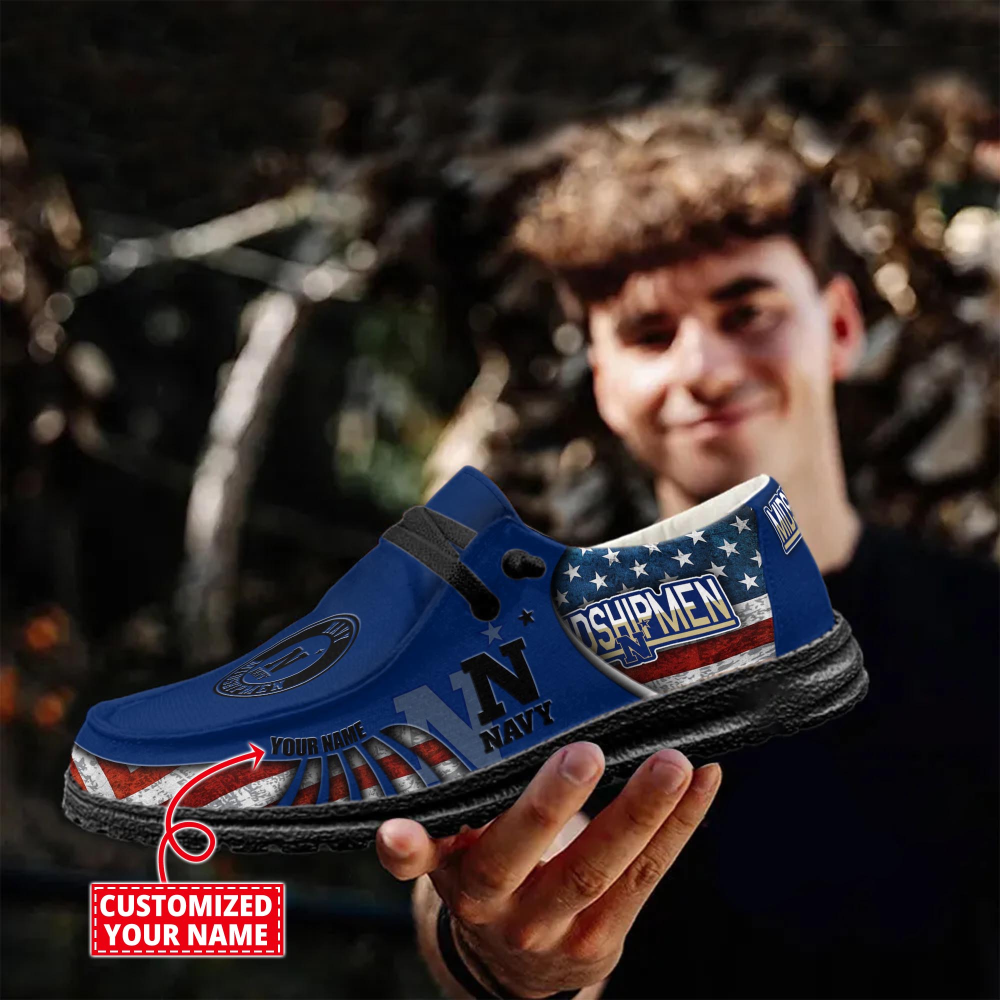 Navy Midshipmen personalisierte H-D-Sportschuhe – individuelles Namensdesign