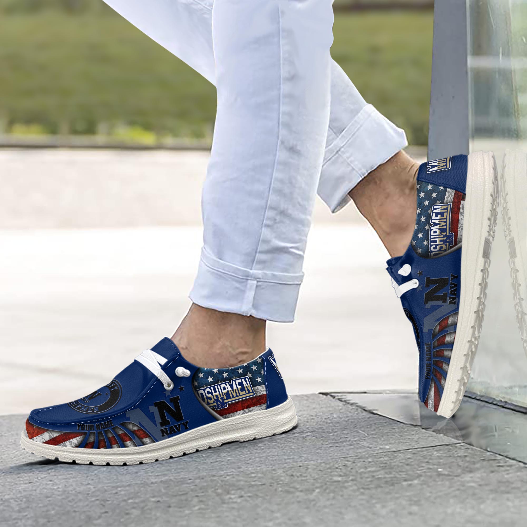 Navy Midshipmen personalisierte H-D-Sportschuhe – individuelles Namensdesign