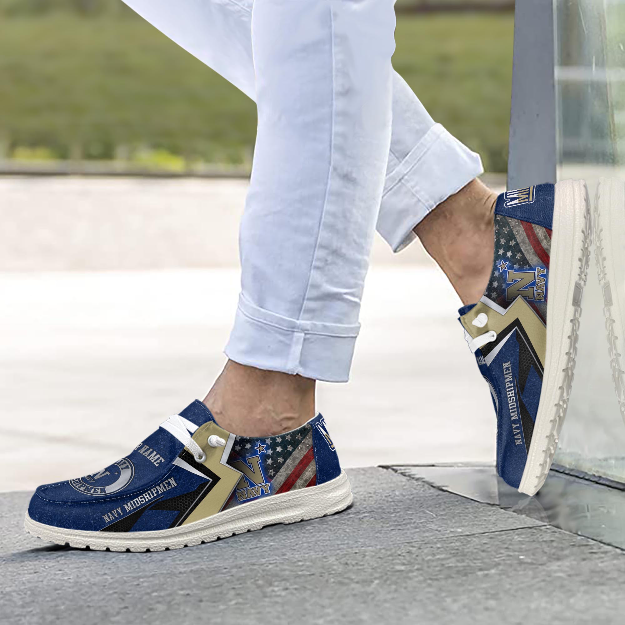 Navy Midshipmen personalisierte H-D-Sportschuhe – individuelles Namensdesign