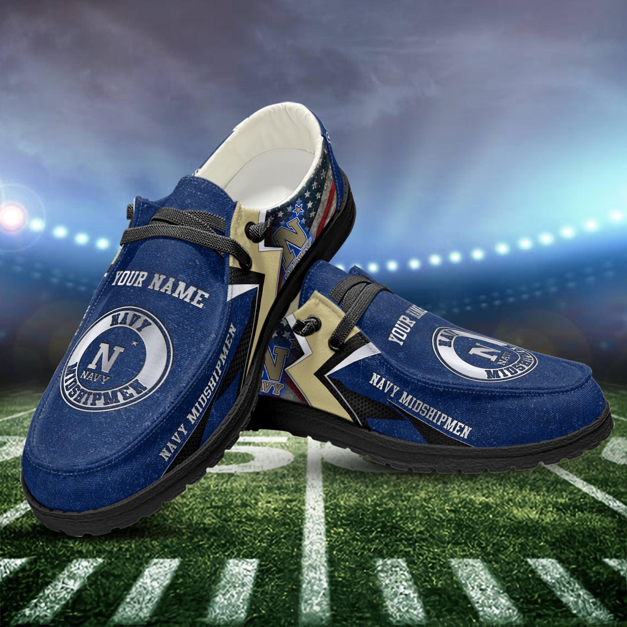 Navy Midshipmen personalisierte H-D-Sportschuhe – individuelles Namensdesign