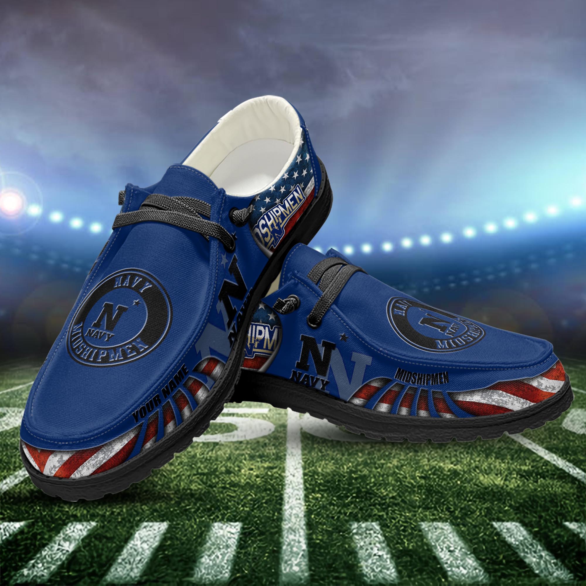 Navy Midshipmen personalisierte H-D-Sportschuhe – individuelles Namensdesign