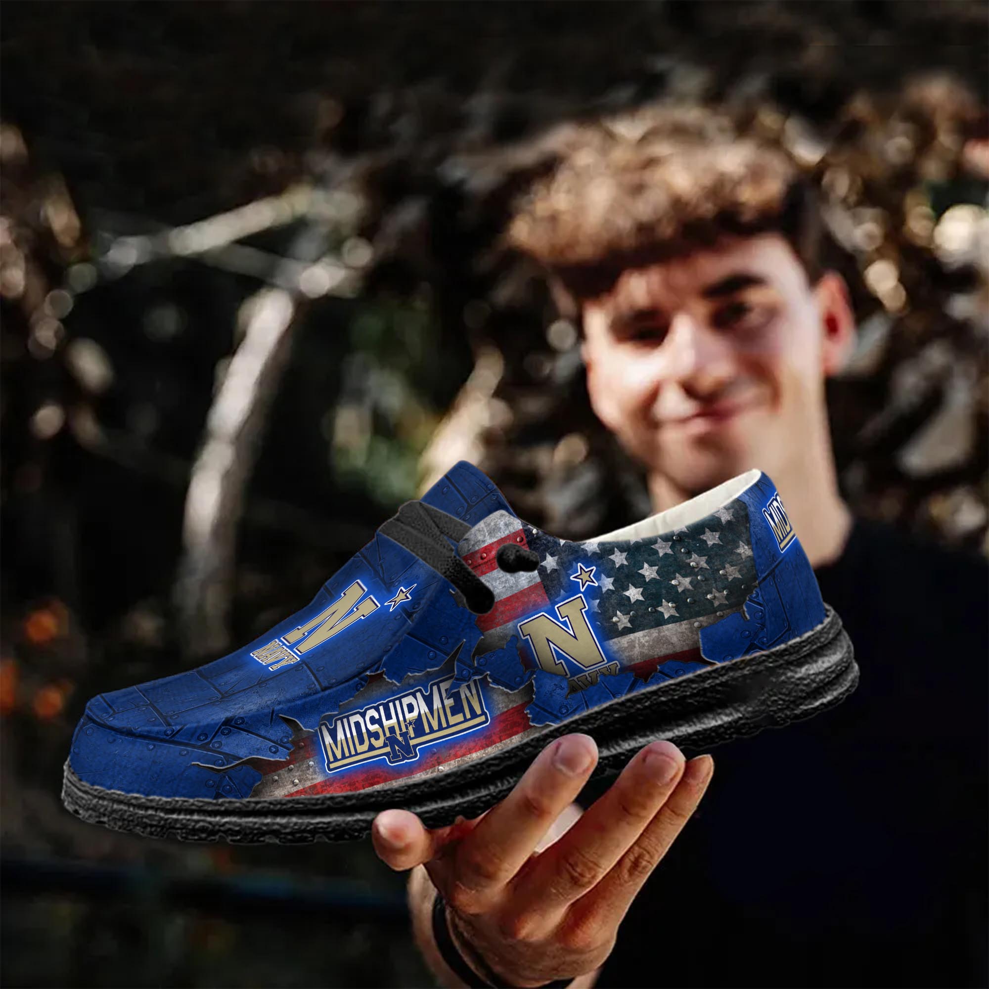 Navy Midshipmen personalisierte H-D-Sportschuhe – individuelles Namensdesign