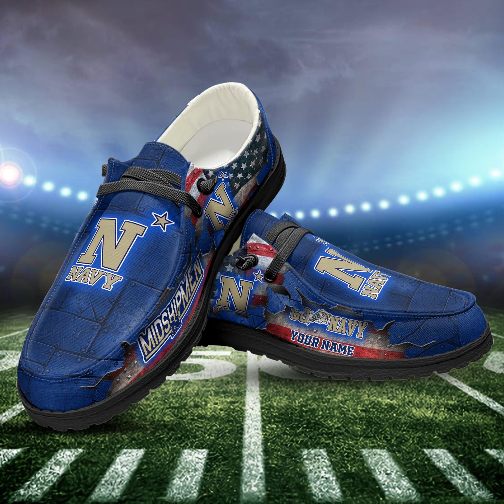 Navy Midshipmen personalisierte H-D-Sportschuhe – individuelles Namensdesign