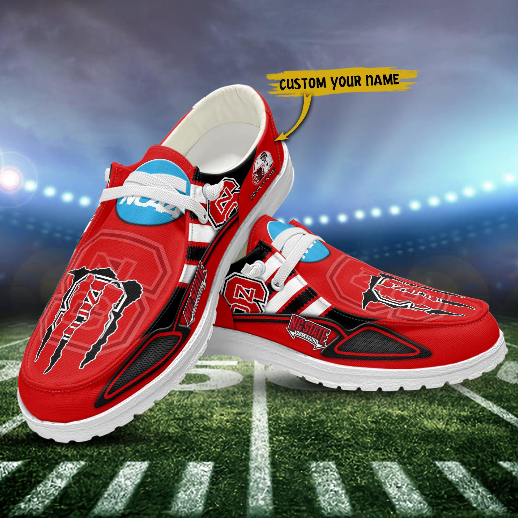 NC State Wolfpack personalisierte H-D-Sportschuhe – individuelles Namensdesign