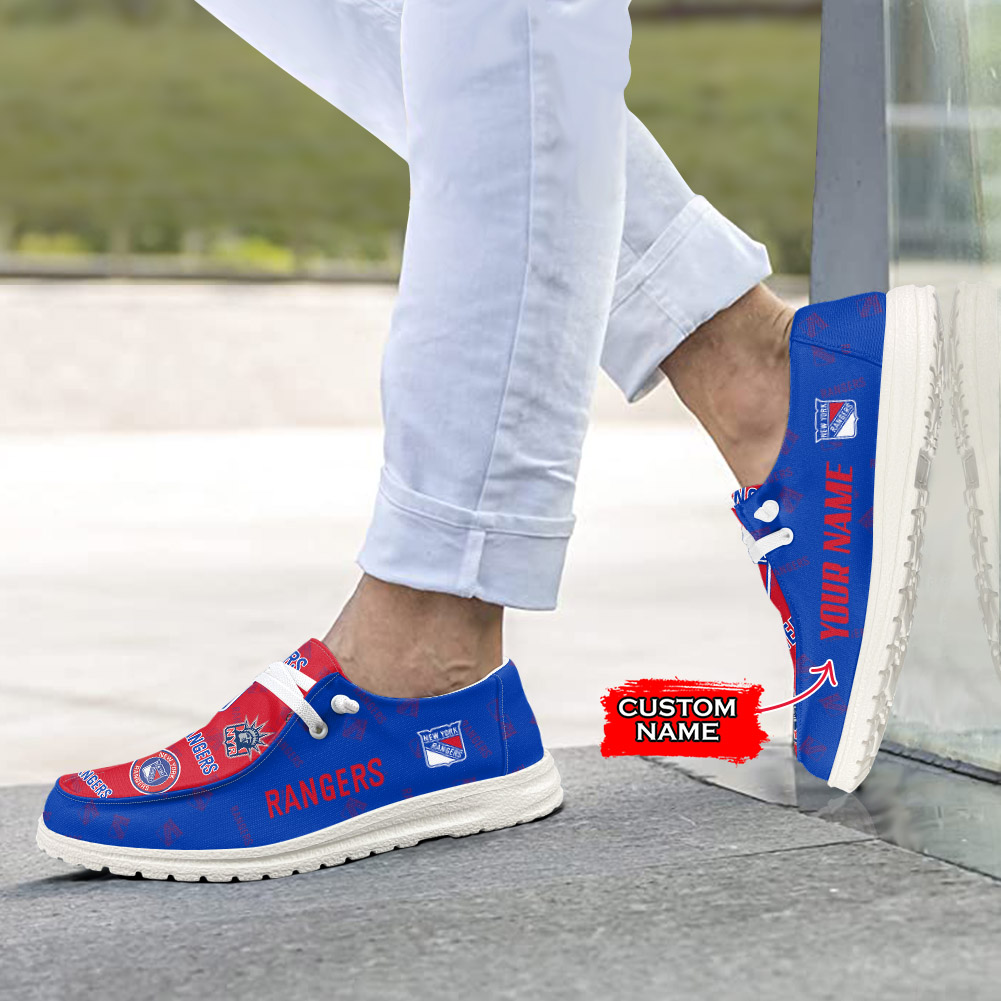 New York Rangers H-D Shoes Wally Herren-Slipper zum Schnüren für Männer und Frauen