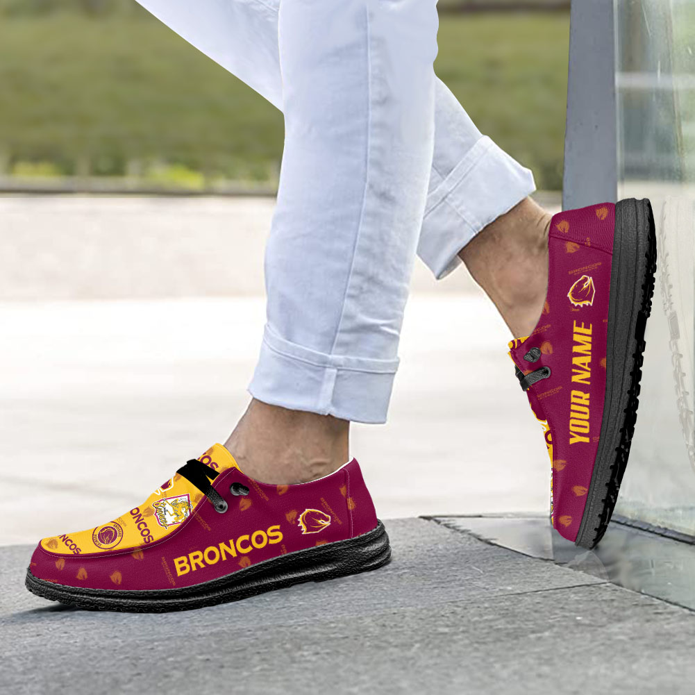 NRL Brisbane Broncos personalisierte H-D-Sportschuhe – individuelles Namensdesign