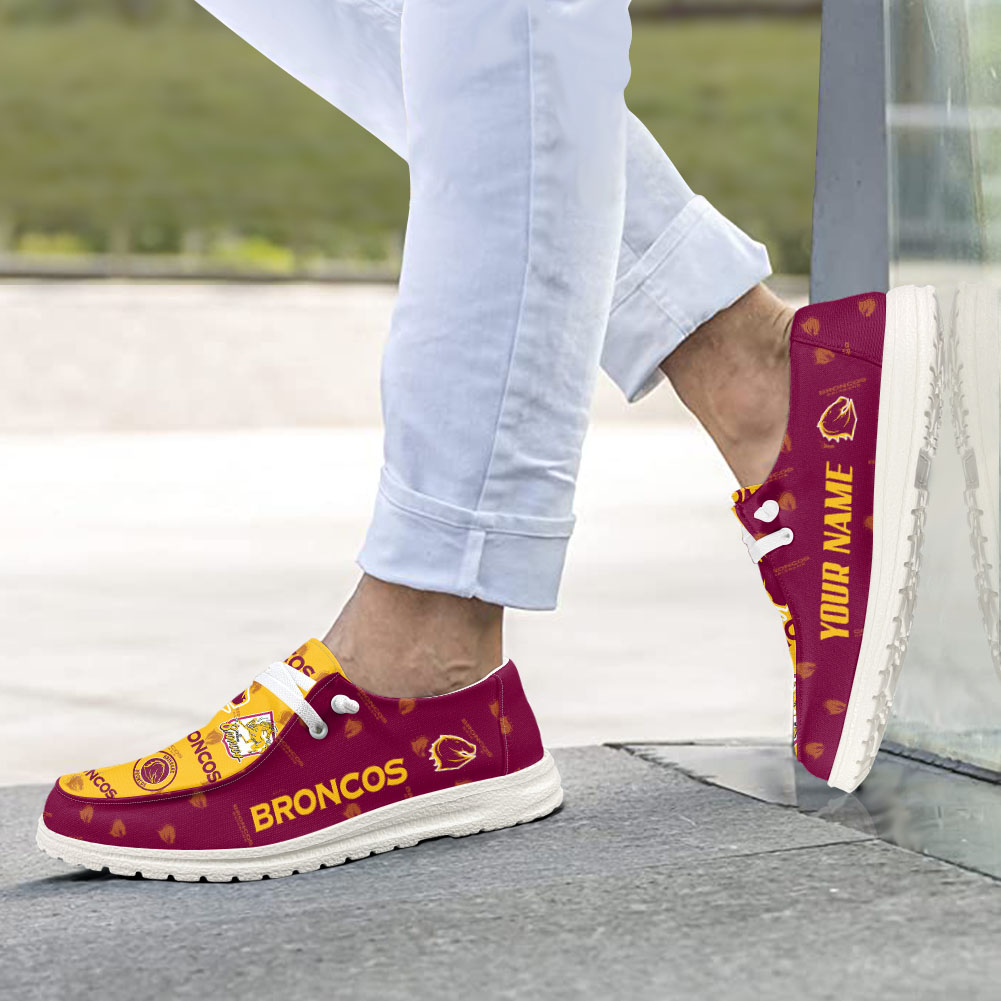NRL Brisbane Broncos personalisierte H-D-Sportschuhe – individuelles Namensdesign