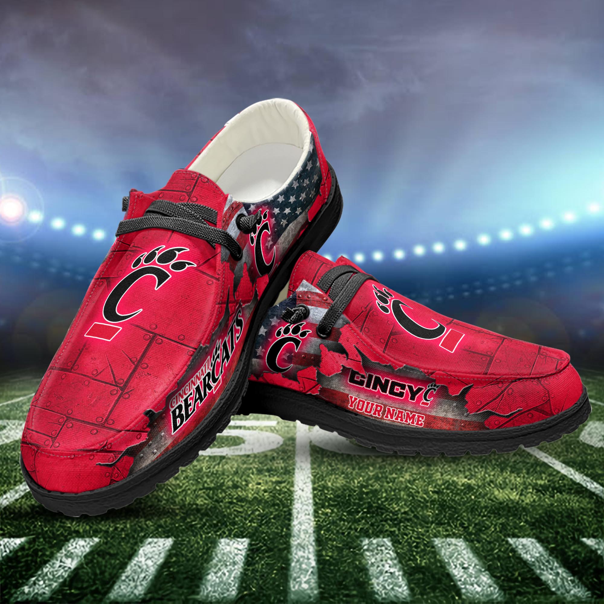 Personalisierte H-D-Sportschuhe der Cincinnati Bearcats – individuelles Namensdesign