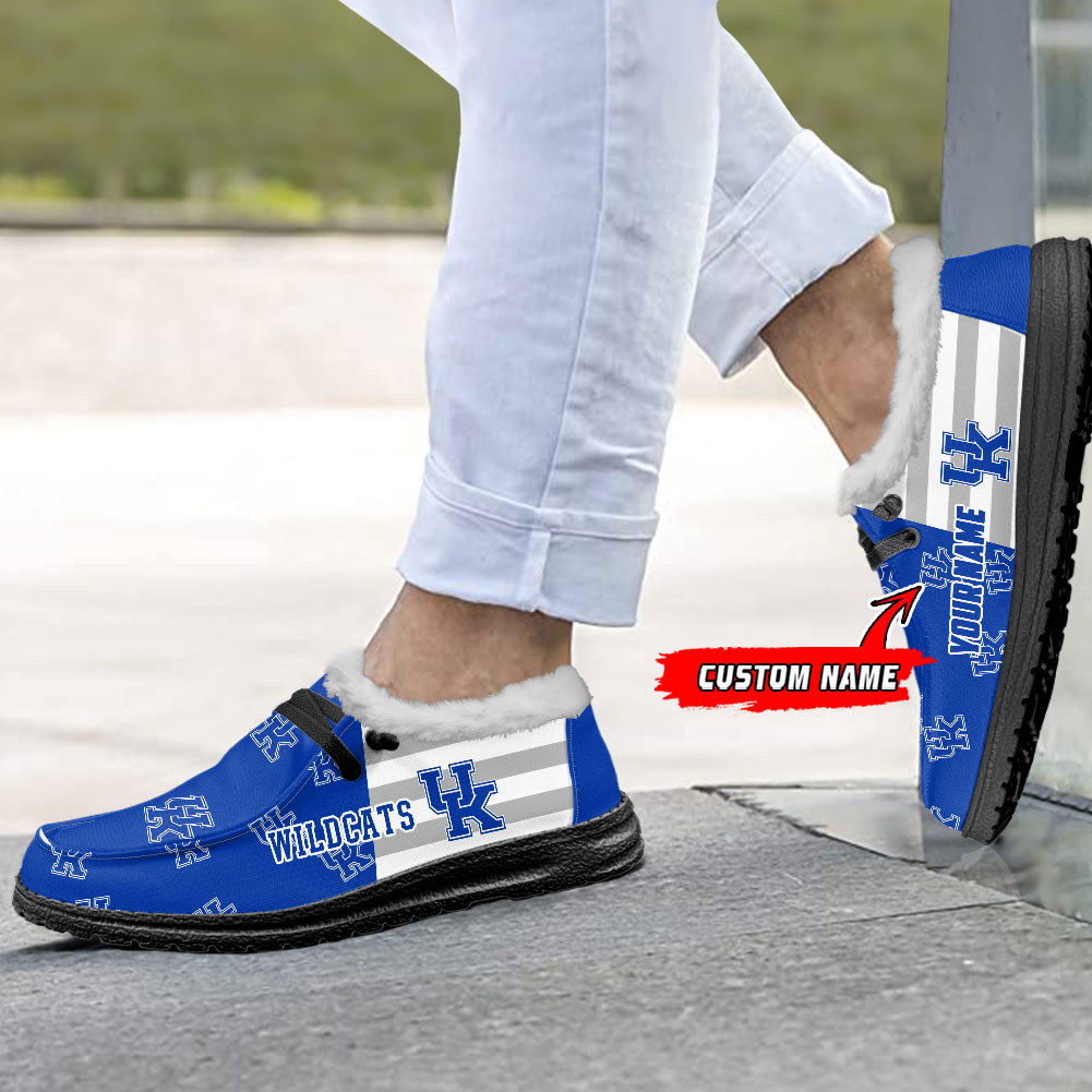 Personalisierte Hey Dude-Sportschuhe der Kentucky Wildcats – individuelles Namensdesign, perfektes Geschenk für Fans
