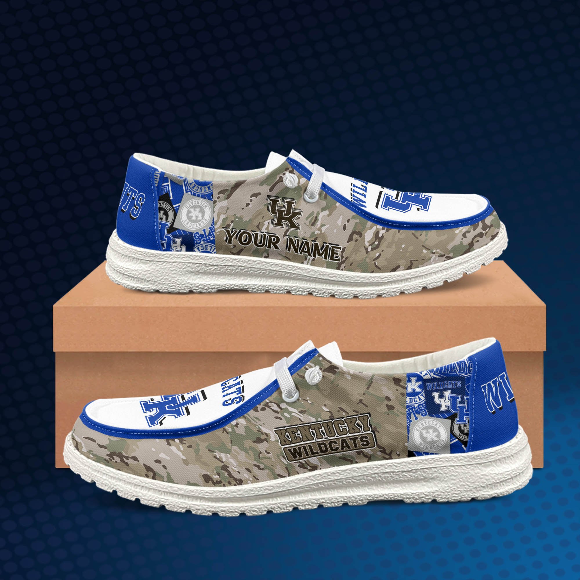 Personalisierte Hey Dude-Sportschuhe der Kentucky Wildcats – individuelles Namensdesign, perfektes Geschenk für Fans