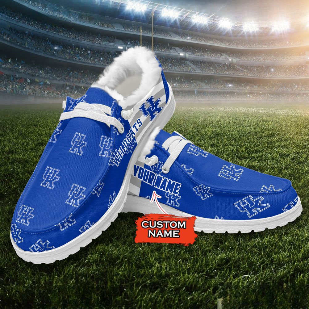 Personalisierte Hey Dude-Sportschuhe der Kentucky Wildcats – individuelles Namensdesign, perfektes Geschenk für Fans