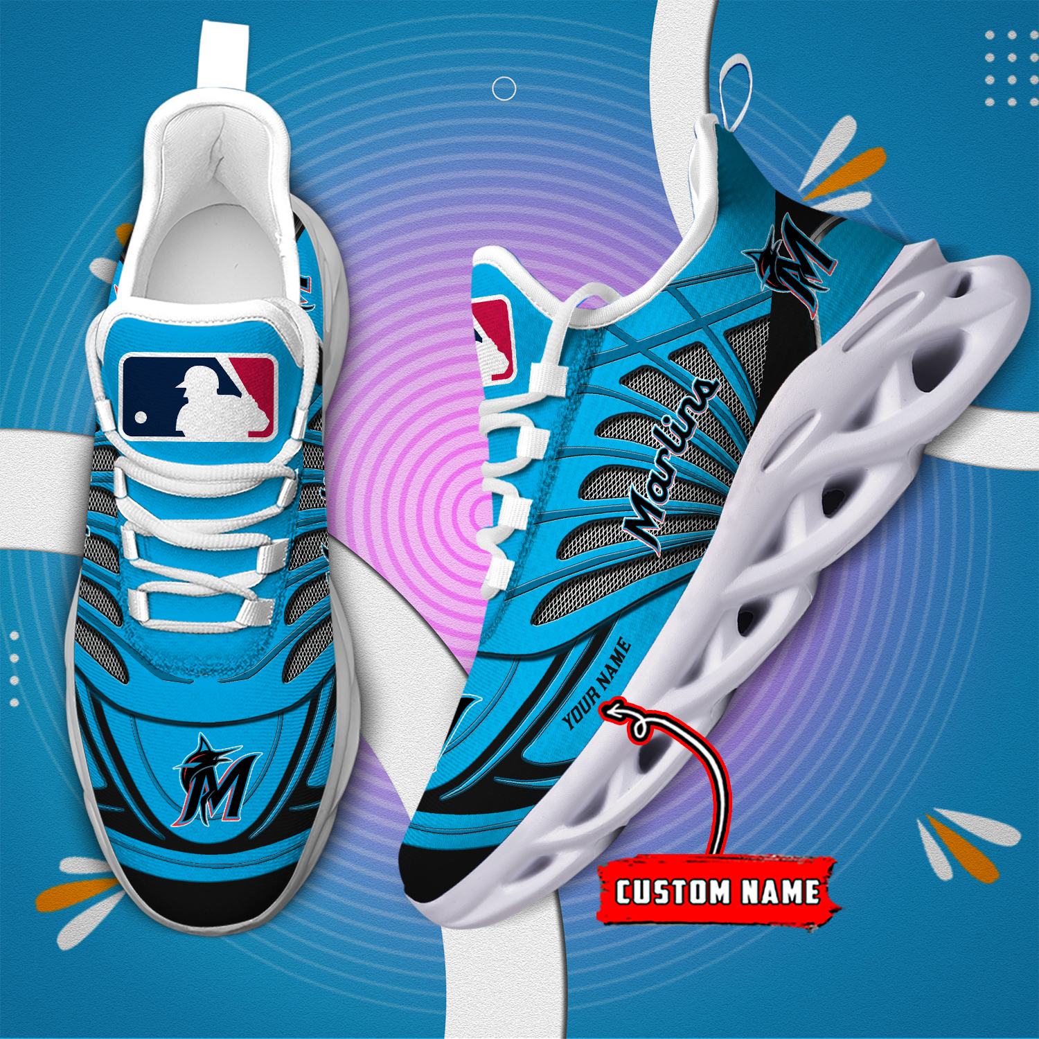 Personalisierter Name Miami Marlins Max Shoes DS005