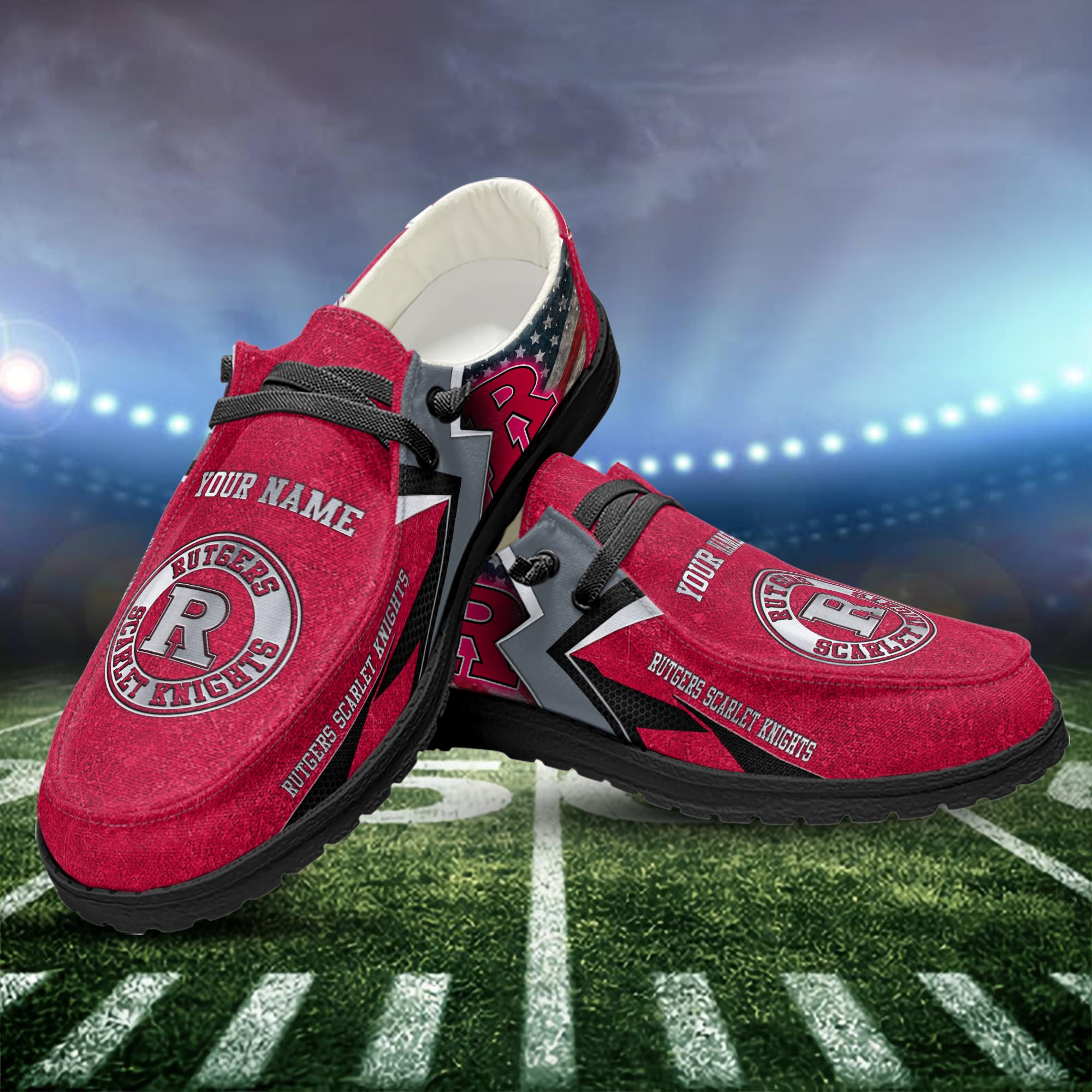 Rutgers Scarlet Knights personalisierte H-D-Sportschuhe – individuelles Namensdesign
