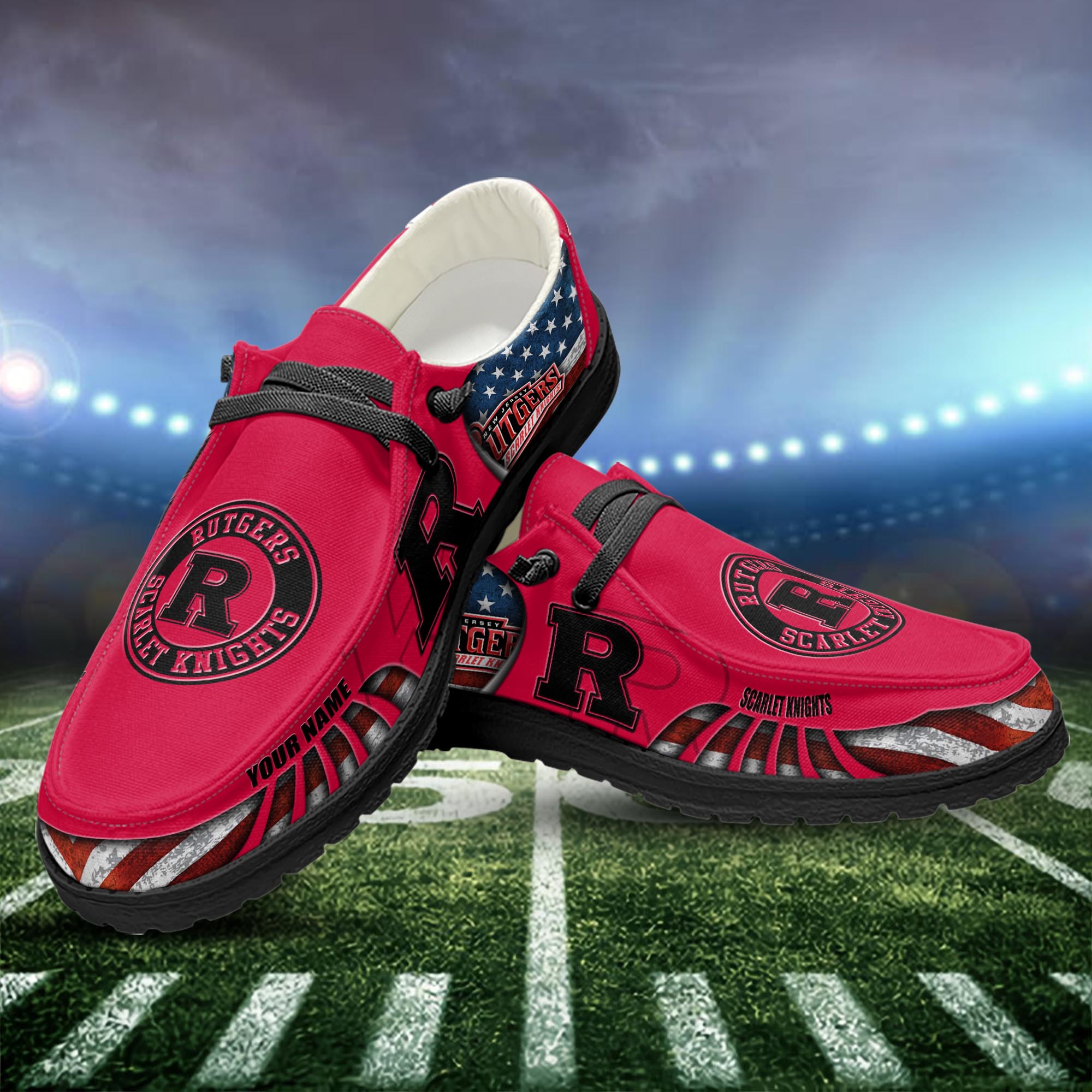 Rutgers Scarlet Knights personalisierte H-D-Sportschuhe – individuelles Namensdesign