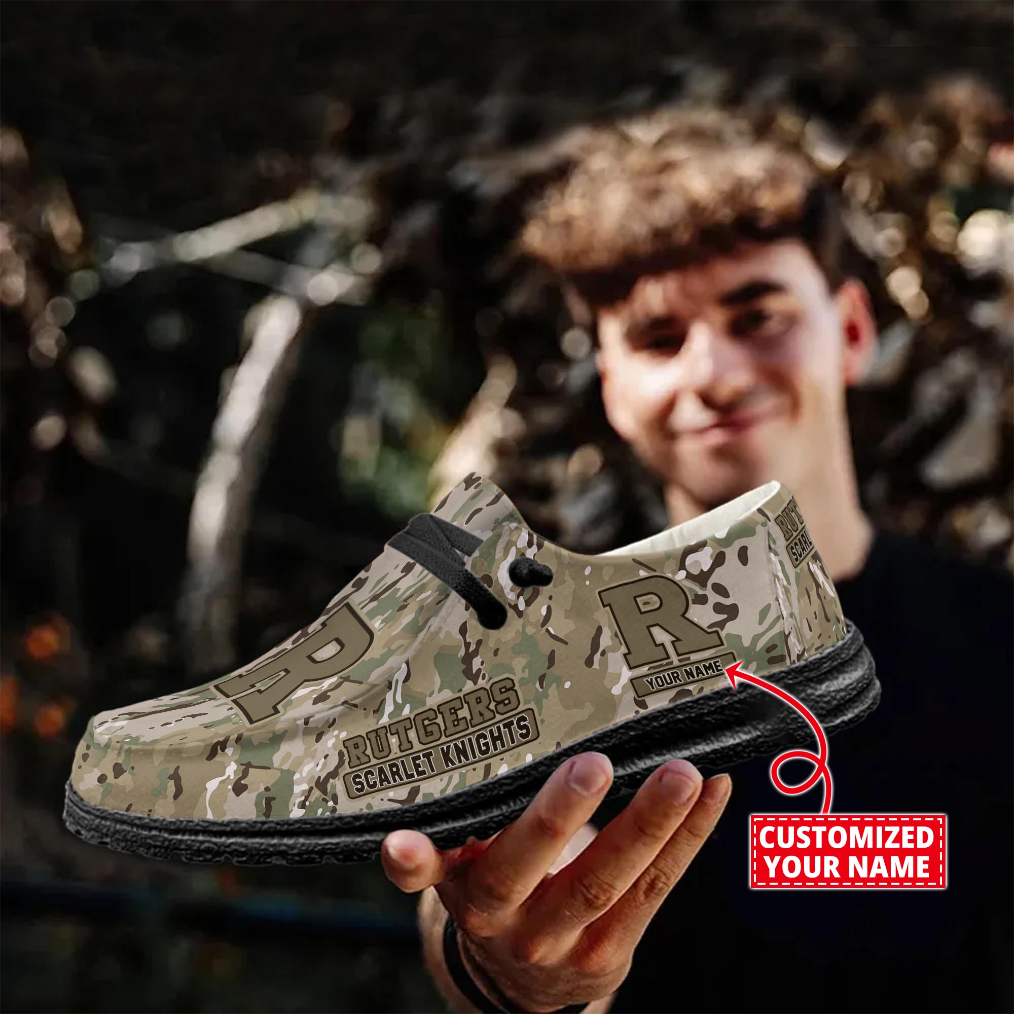 Rutgers Scarlet Knights personalisierte H-D-Sportschuhe – individuelles Namensdesign