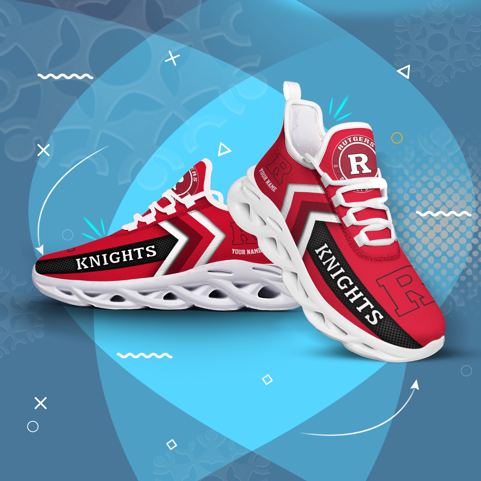 Rutgers Scarlet Knights personalisierter individueller Name MAX SHOES DS003