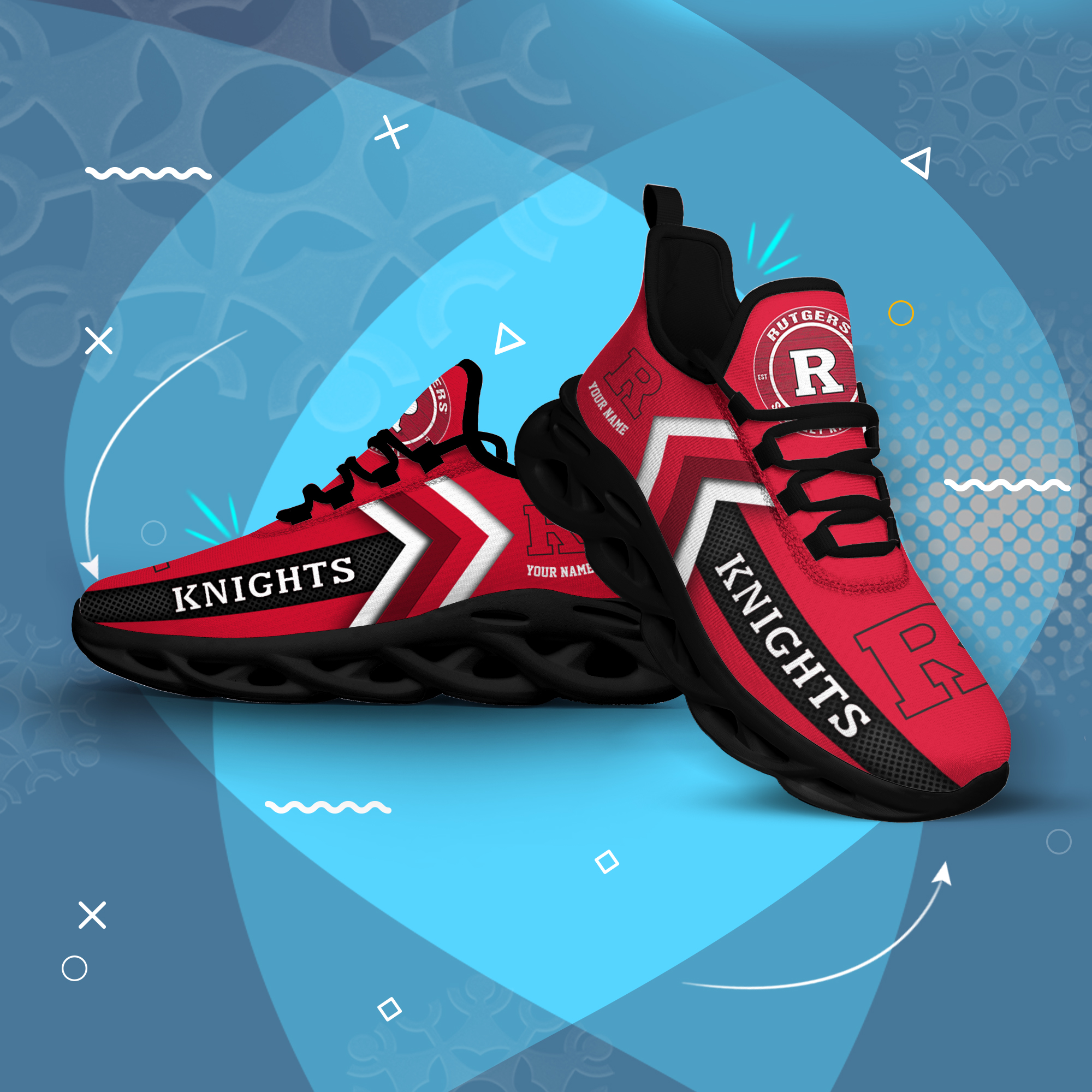 Rutgers Scarlet Knights personalisierter individueller Name MAX SHOES DS003
