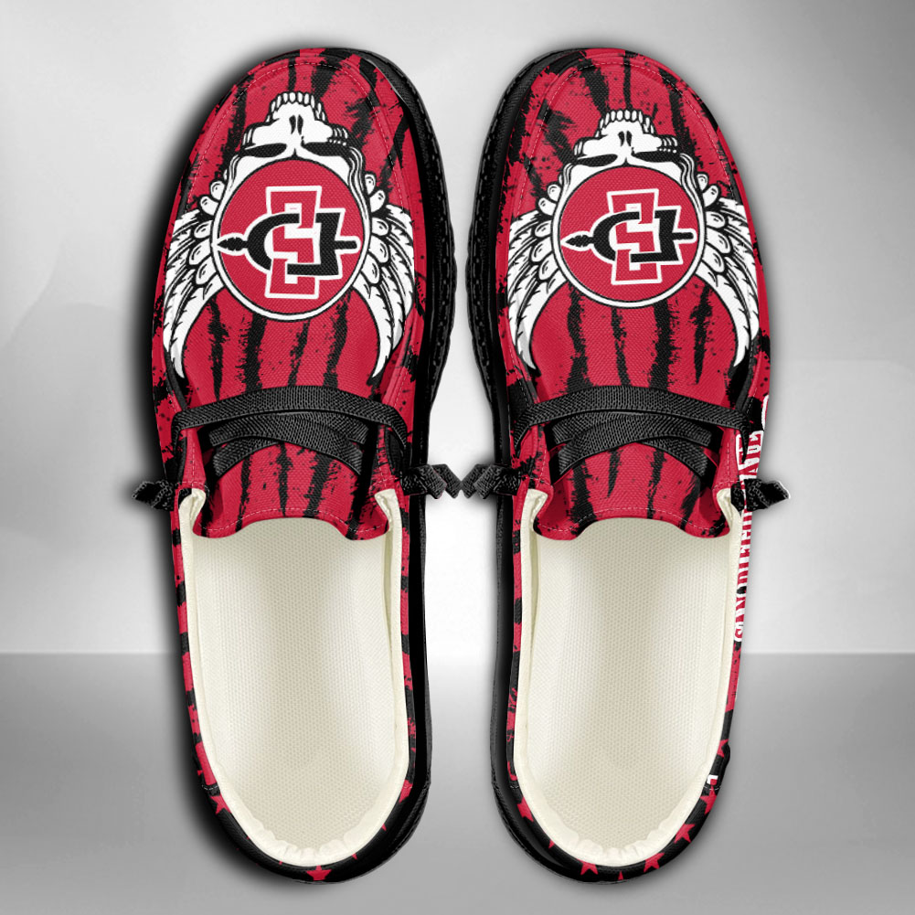 San Diego State Aztecs NCAA personalisierte Hey Dude-Sportschuhe – individuelles Namensdesign, perfektes Geschenk für Fans