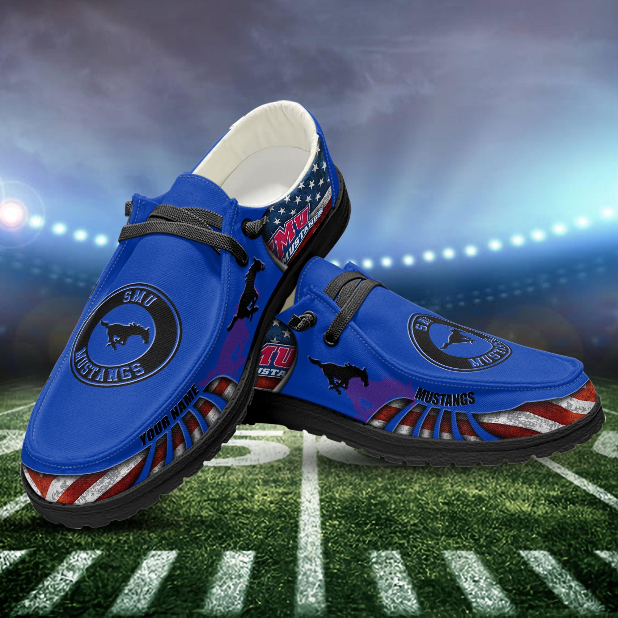 SMU Mustangs personalisierte H-D-Sportschuhe – individuelles Namensdesign