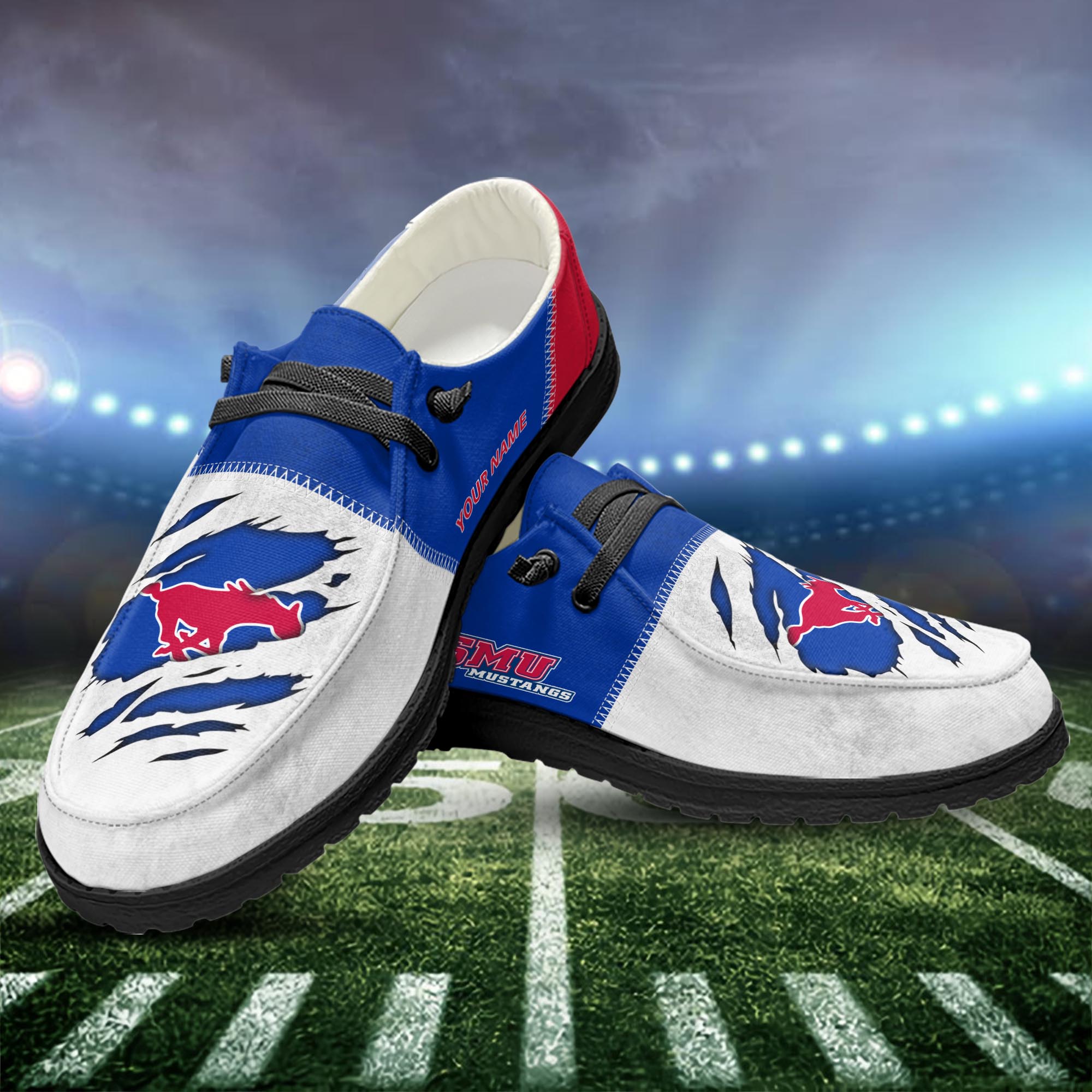 SMU Mustangs personalisierte H-D-Sportschuhe – individuelles Namensdesign