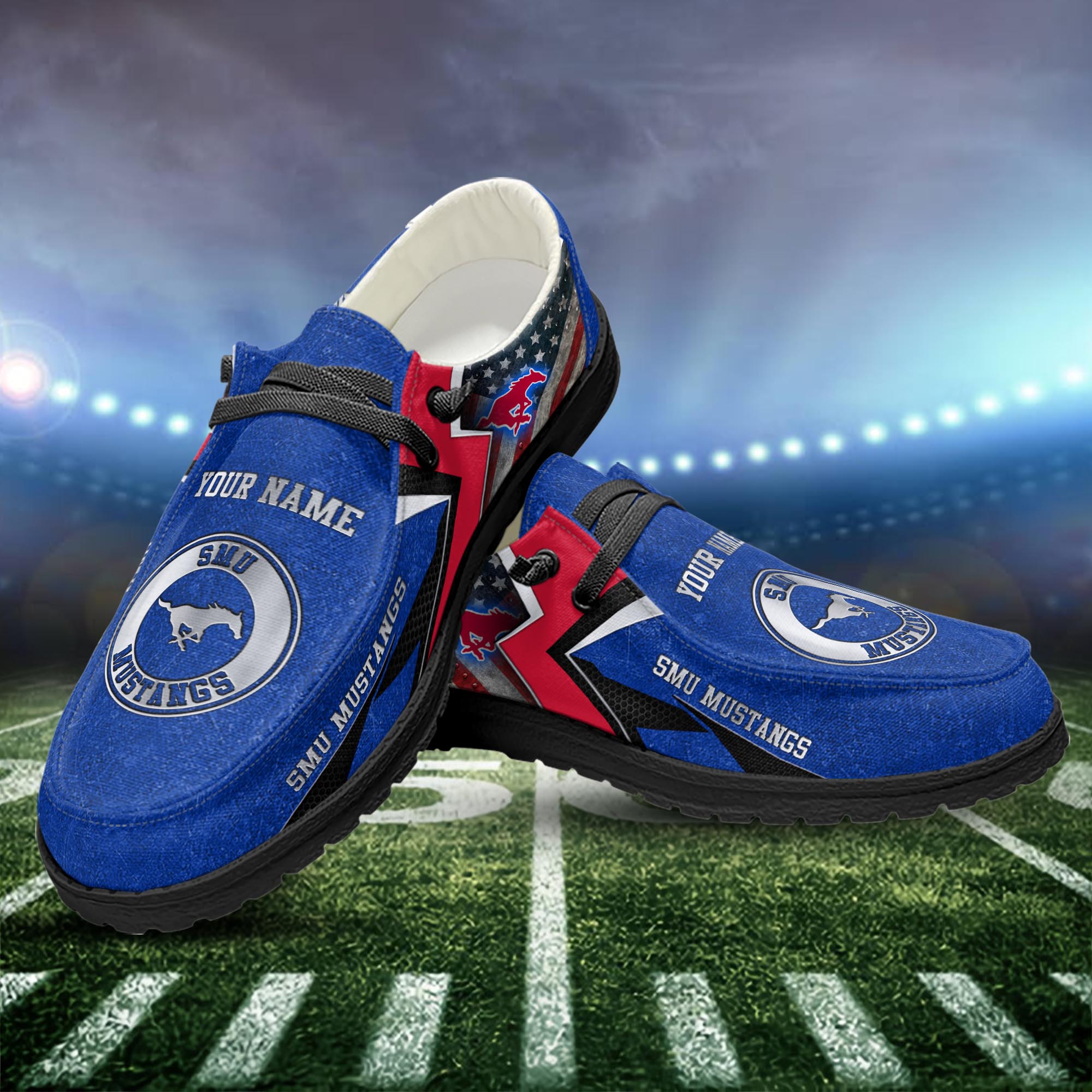 SMU Mustangs personalisierte H-D-Sportschuhe – individuelles Namensdesign