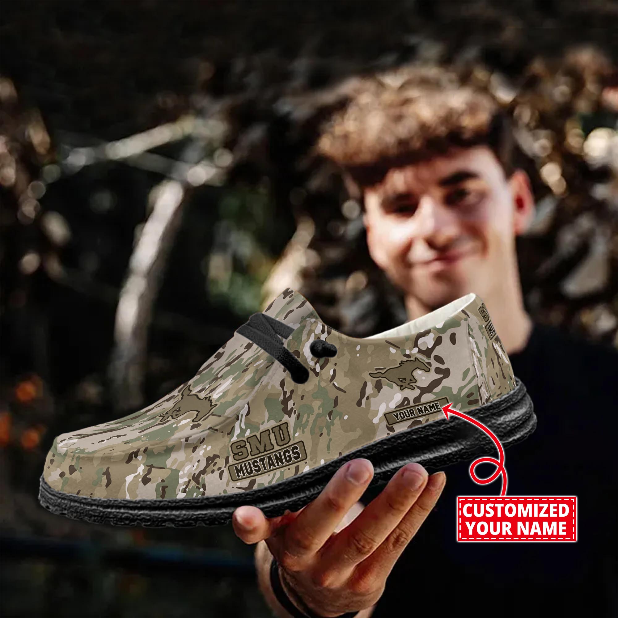 SMU Mustangs personalisierte H-D-Sportschuhe – individuelles Namensdesign