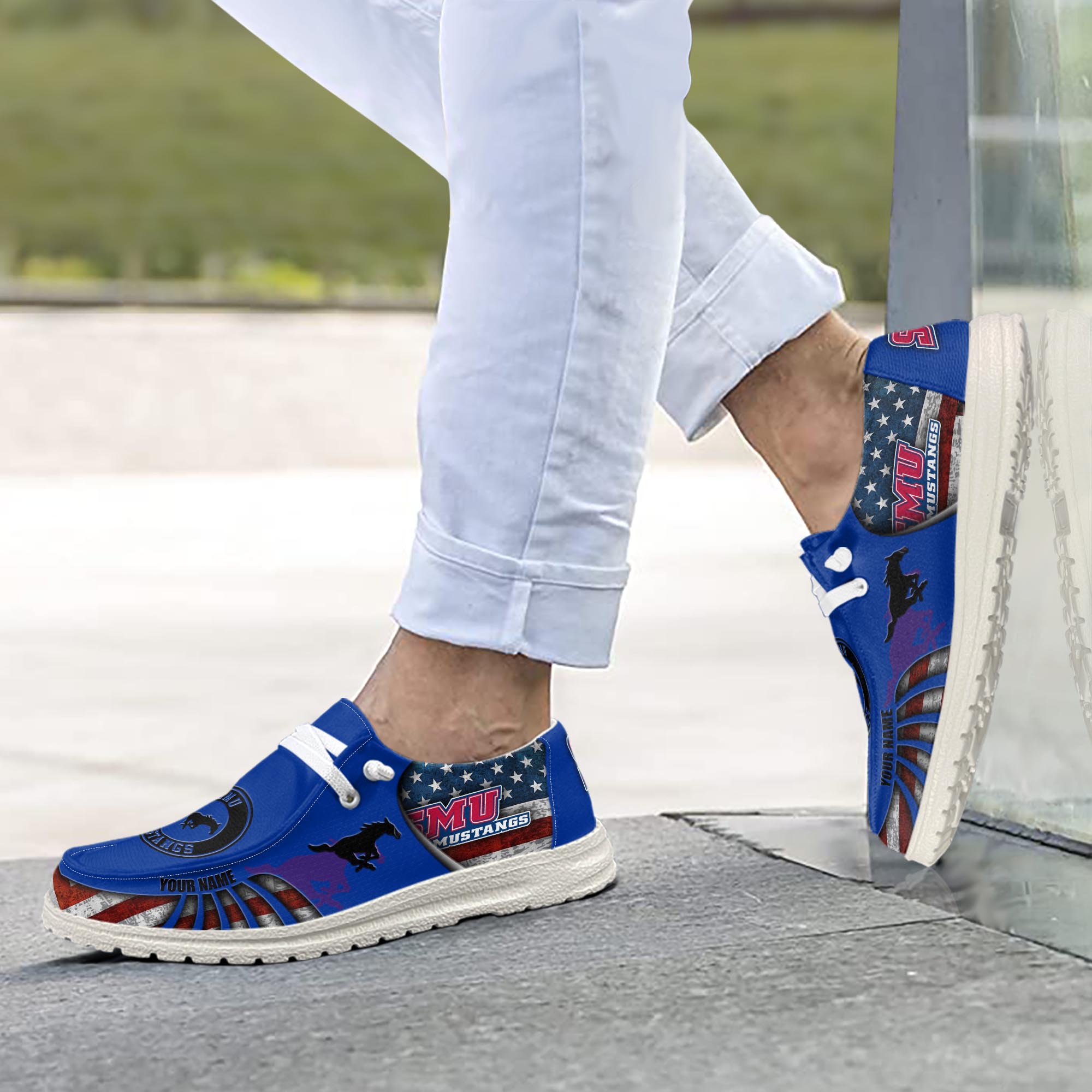 SMU Mustangs personalisierte H-D-Sportschuhe – individuelles Namensdesign